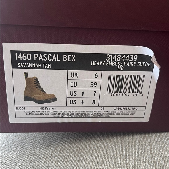 Dr. Martens Brown Fuzzy 1460 Lace-Up Boots with Yellow Stitching - Picture 9 of 9